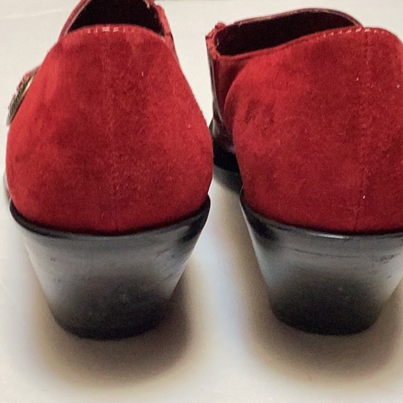 Coldwater Creek Red Leather Suede Point Square Toe Western Ankle Boot Shoes 10 - Picture 5 of 12